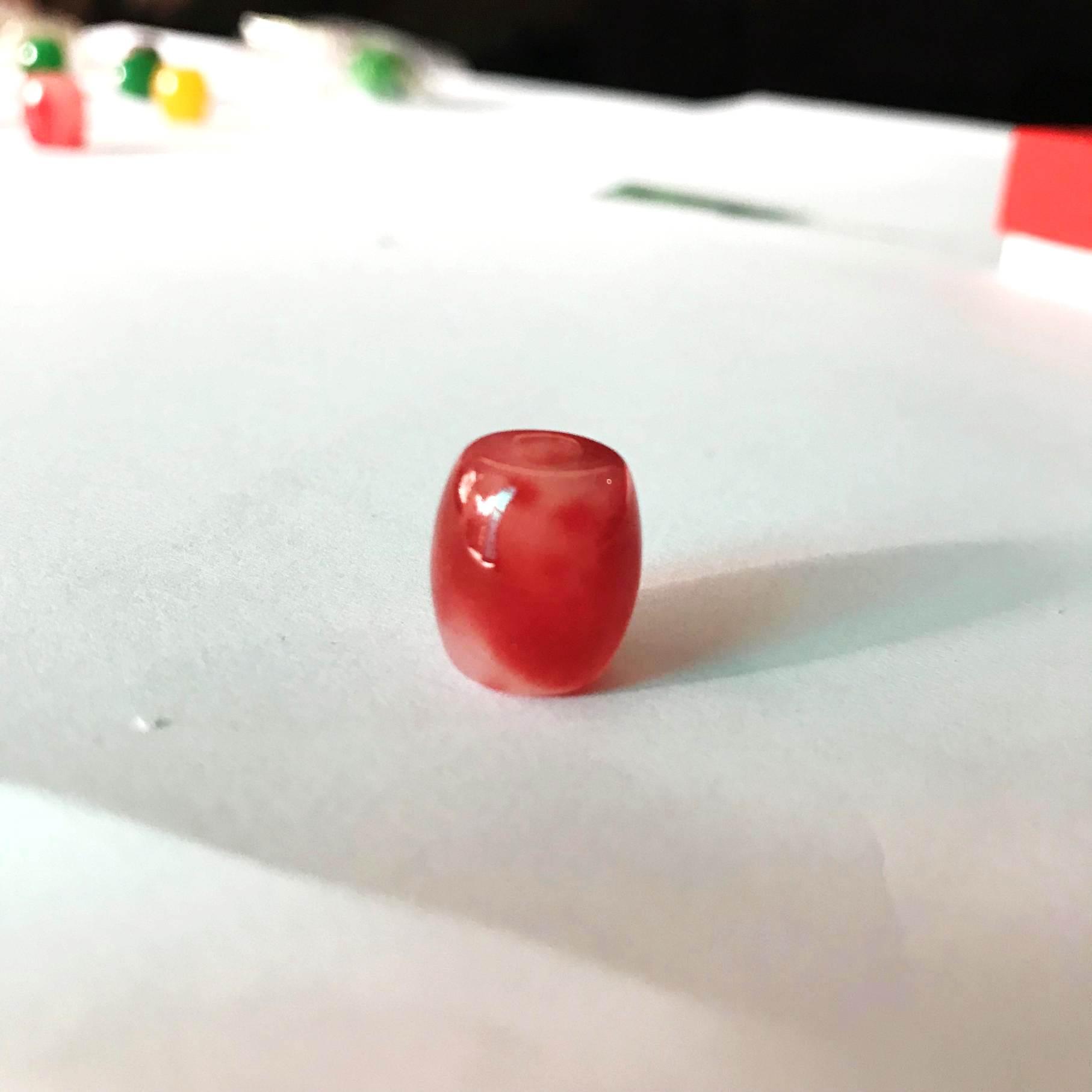 Lu thống đá cẩm thạch sơn thủy đỏ 15x13mm + dây chuyền