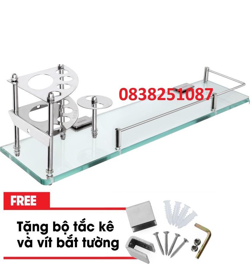 Kệ gương để ly kem đánh đánh răng- bàn chải bằng inox gắn tường