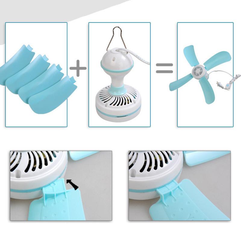 Quạt trần treo mùng ngủ mini 4 cánh (Xanh)