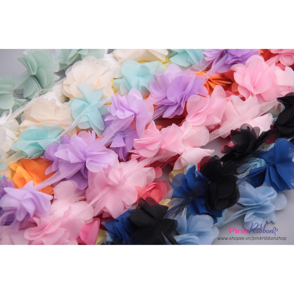 Dây hoa chiffon, hoa 6cm (Dây 13 hoa)