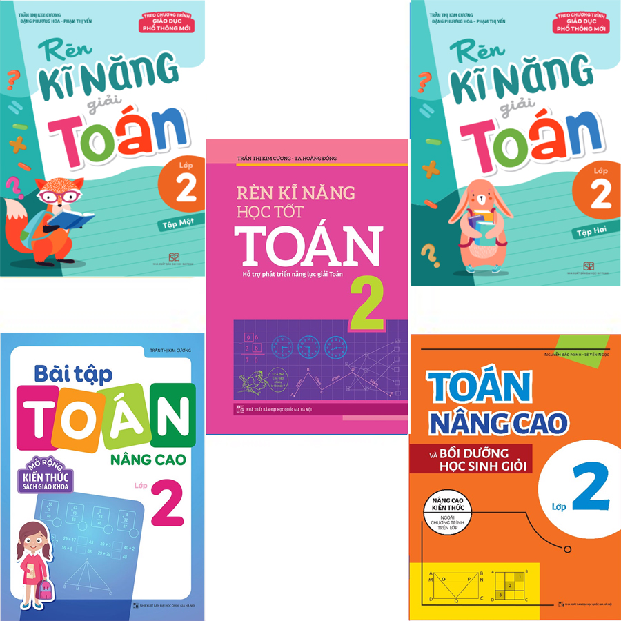 Sách: combo 5 cuốn lớp 2: toán nâng cao + rèn kĩ năng học tốt toán