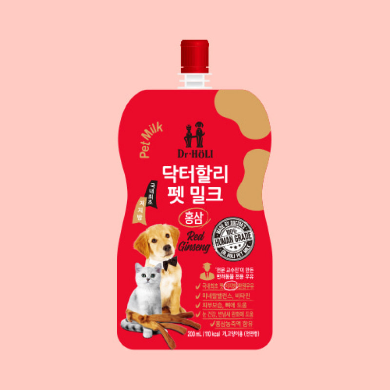 Dr.HOLI Pet Milk Red Giseng - Sữa tươi uống dành cho chó mèo tinh chất hồng sâm 200ml