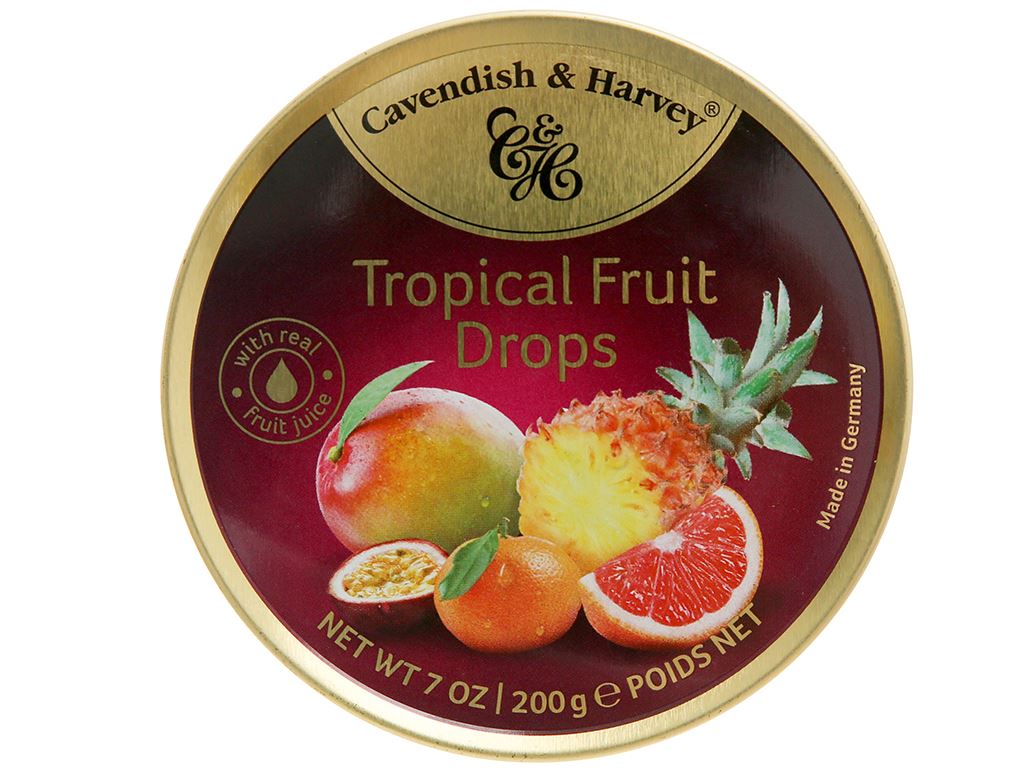 Kẹo Hộp Thiếc Đức Cavendish Harvey Hương Trái Cây Nhiệt Đới Tropical Fruit