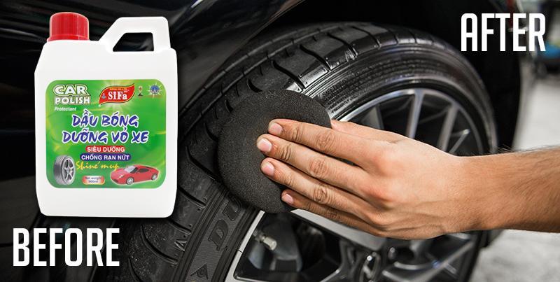 Chất dưỡng bóng lốp xe chống rạn nứt SIFA 1L, dung dịch chăm sóc vỏ xe hơi xe máy ô tô, dầu đánh bóng lốp oto moto, bảo dưỡng vỏ xe đen bóng như mới, hỗ trợ rửa xe vệ sinh xe sạch đẹp, chai lớn 1000ml bình nhựa, chính hãng