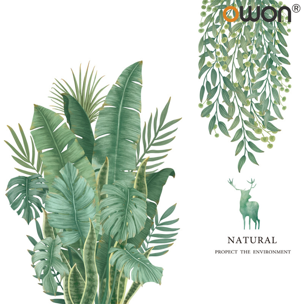 Farfi Tropical Plant Banana Leaf DIY Mural Wall Sticker Living Room Background Decal