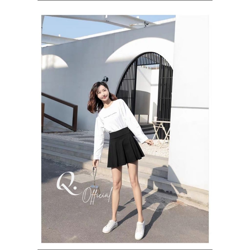 Chân Váy Chữ A Dáng Xòe Vải PoLy Cạp Chun Có Lót Quần Bên Trong