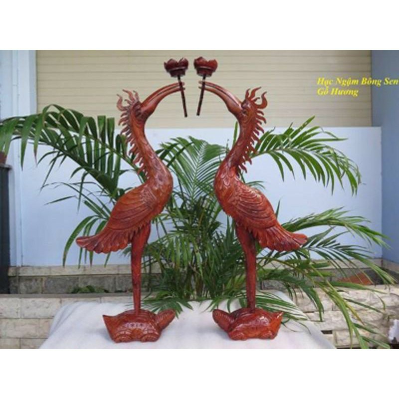 Cặp hạc gỗ hương cao cấp cao 50cm - 60cm