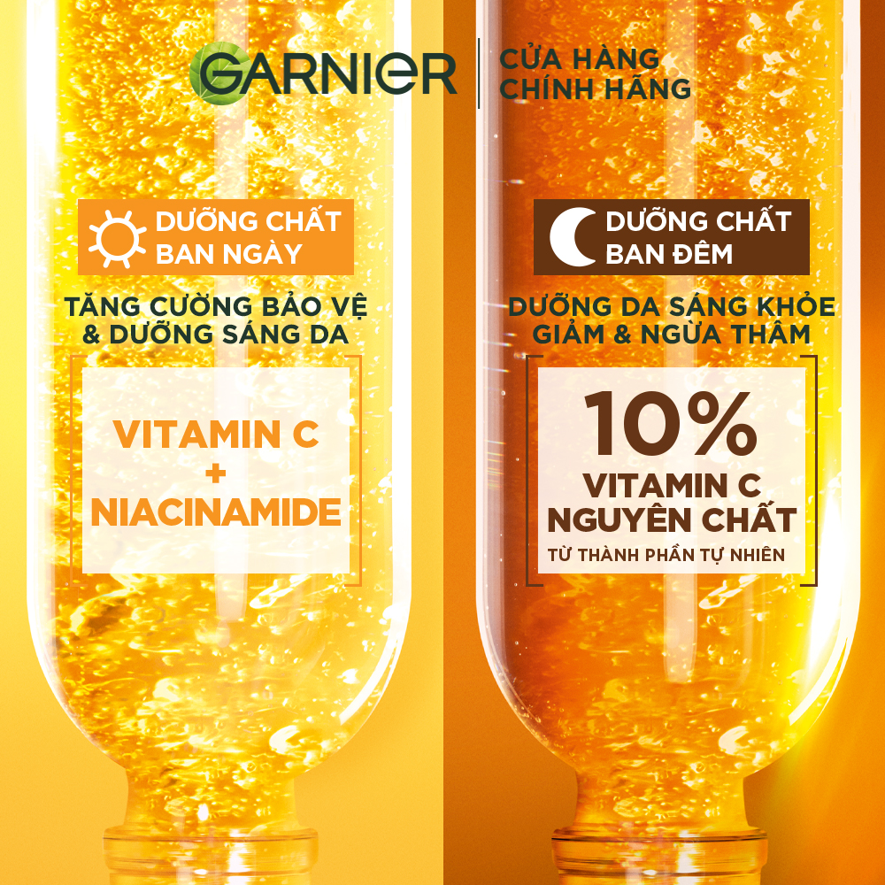 Bộ đôi Dưỡng chất Vitamin C Ngày & Đêm Garnier Bright Complete dưỡng da sáng khỏe & bảo vệ da (30mlX7.5mlX2)