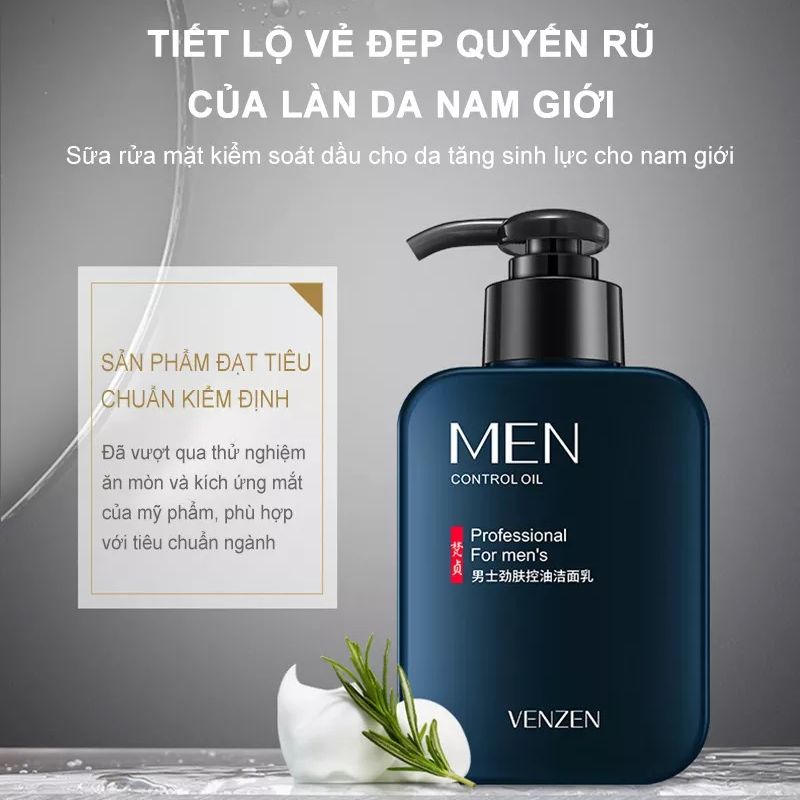 Sữa Rửa Mặt Kiểm Soát Dầu Chuyên Sâu Venzen Làm Sạch Sâu Bã Nhờn Bụi Bẩn, Giữ Da Căng Bóng Mịn Màng, Thu Nhỏ Lỗ Chân Lông Làm Da Trắng Sáng, Săn Chắc