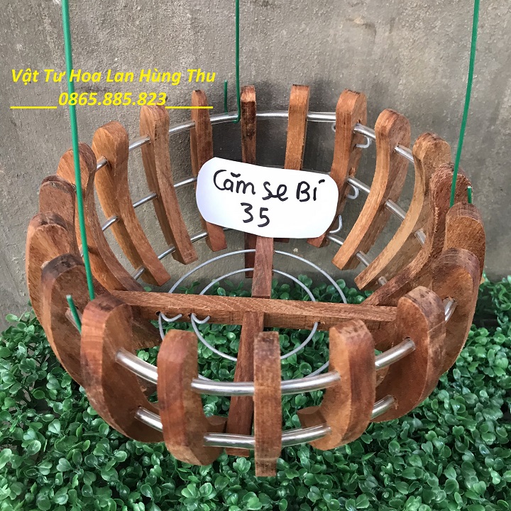 [FreeShip MAX] Chậu gỗ Camse bí trồng lan fi 35
