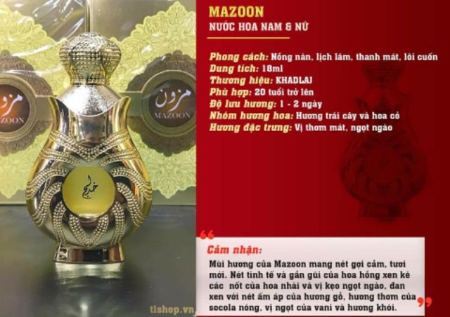 [NEW HOT] Tinh dầu nước hoa nội địa Dubai MAZOON