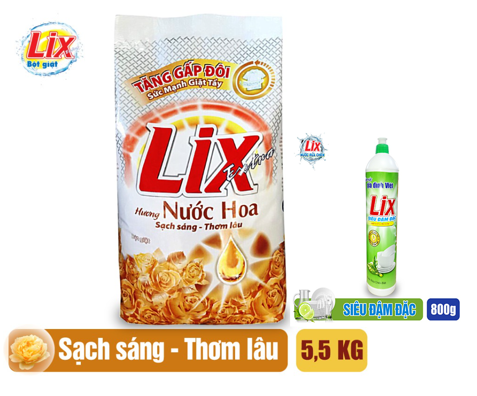 GIAO HỎA TỐCBột giặt Lix Extra Hương Nước Hoa 5.5kg