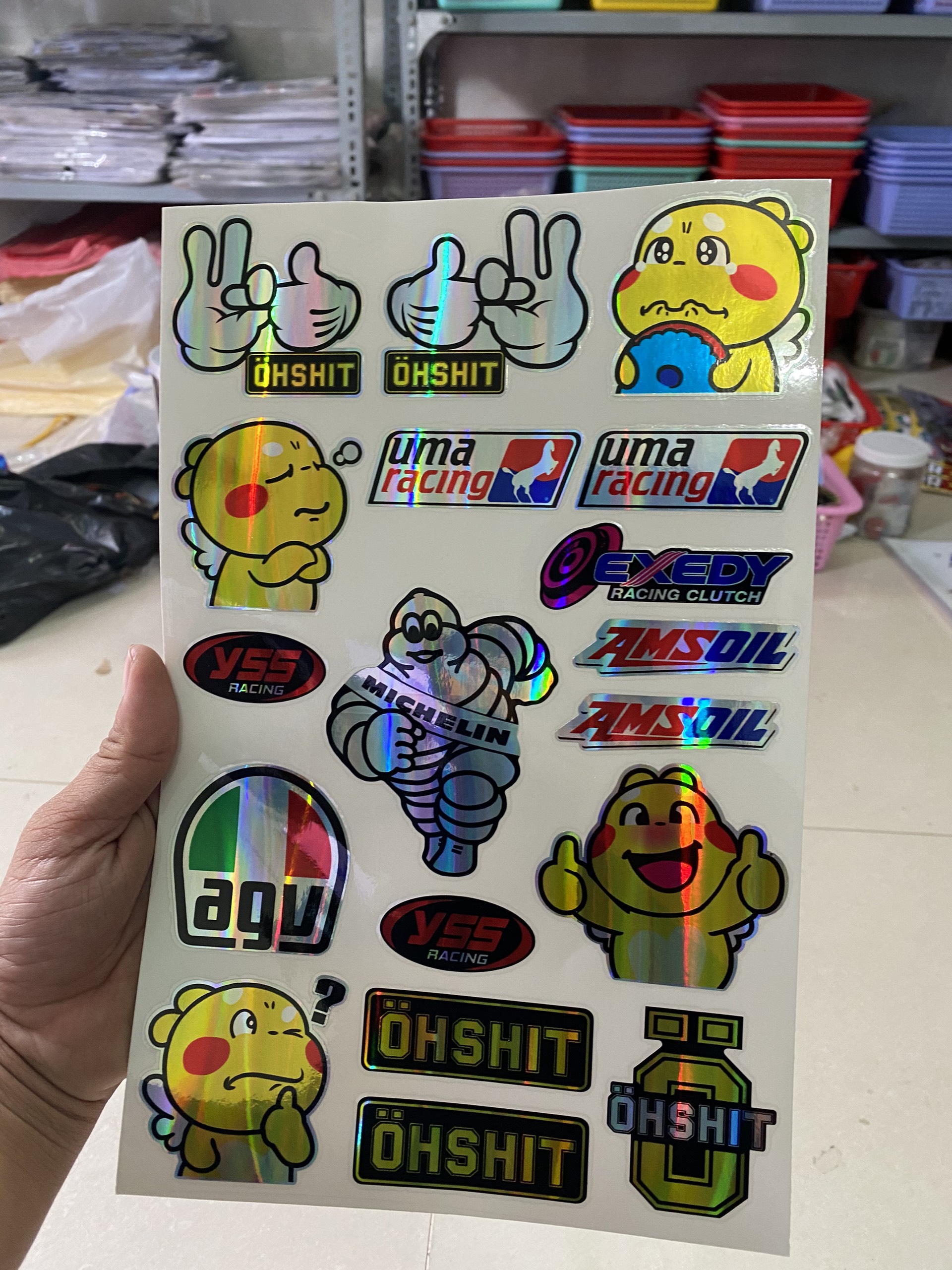 Combo logo sticker bảy màu chiếu đẹp