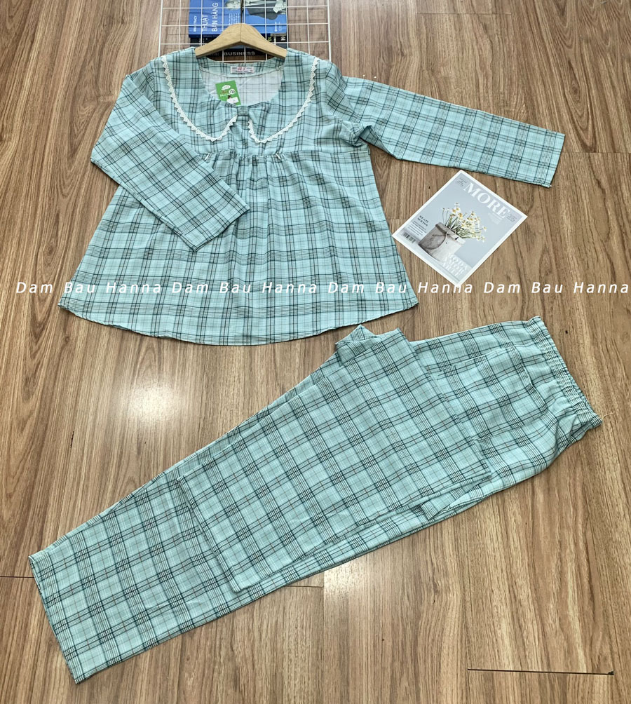 [SIZE 40-65KG] Đồ bộ bầu tay dài mặc sau sinh và cho bé bú, có khóa cho bé bú, chất vải lụa mềm mát không nhăn, có lưng thun điều chỉnh bụng