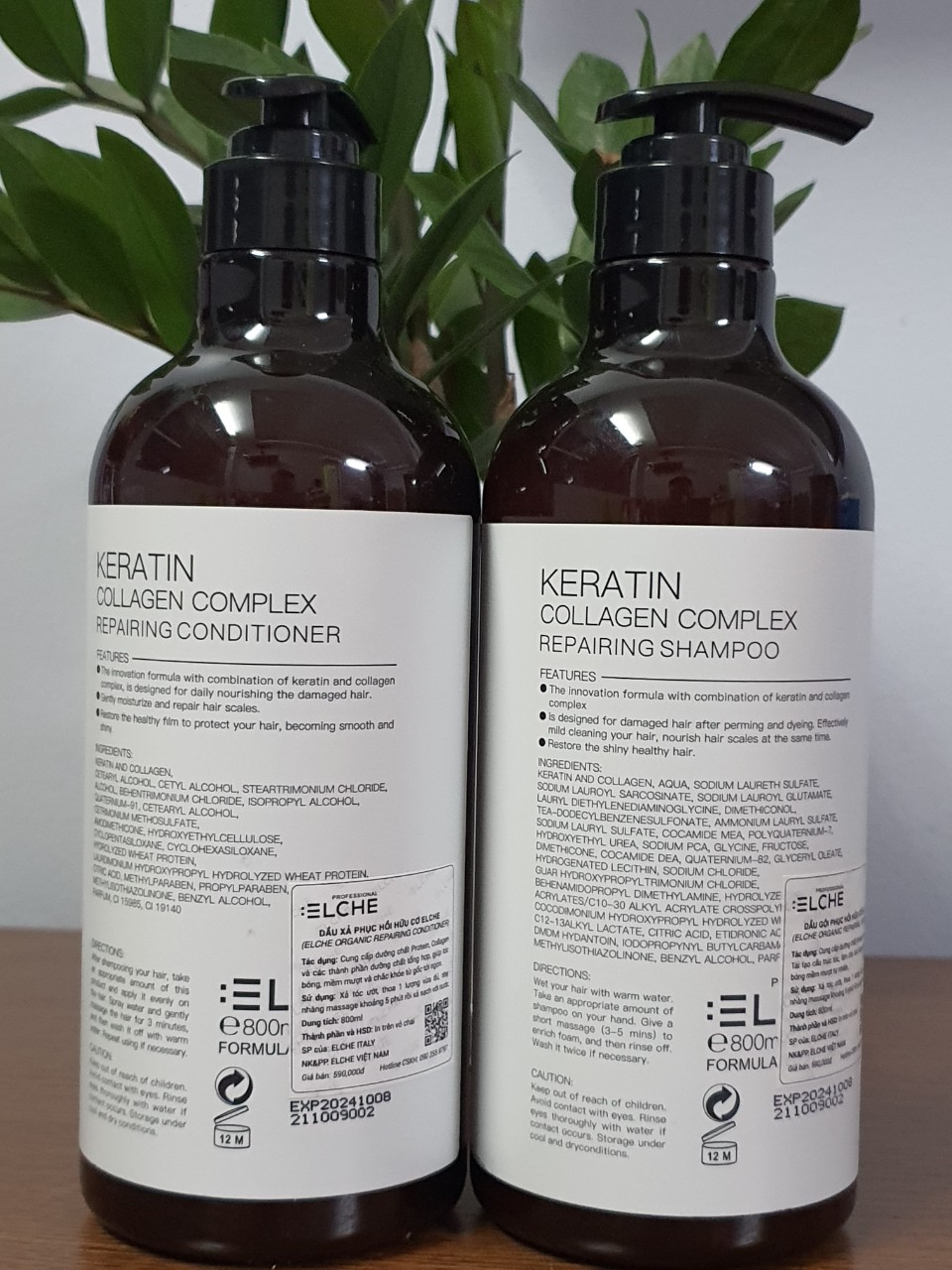 Dầu gội keratin Collagen Complex Elche phục hồi chống rụng tóc 800ml