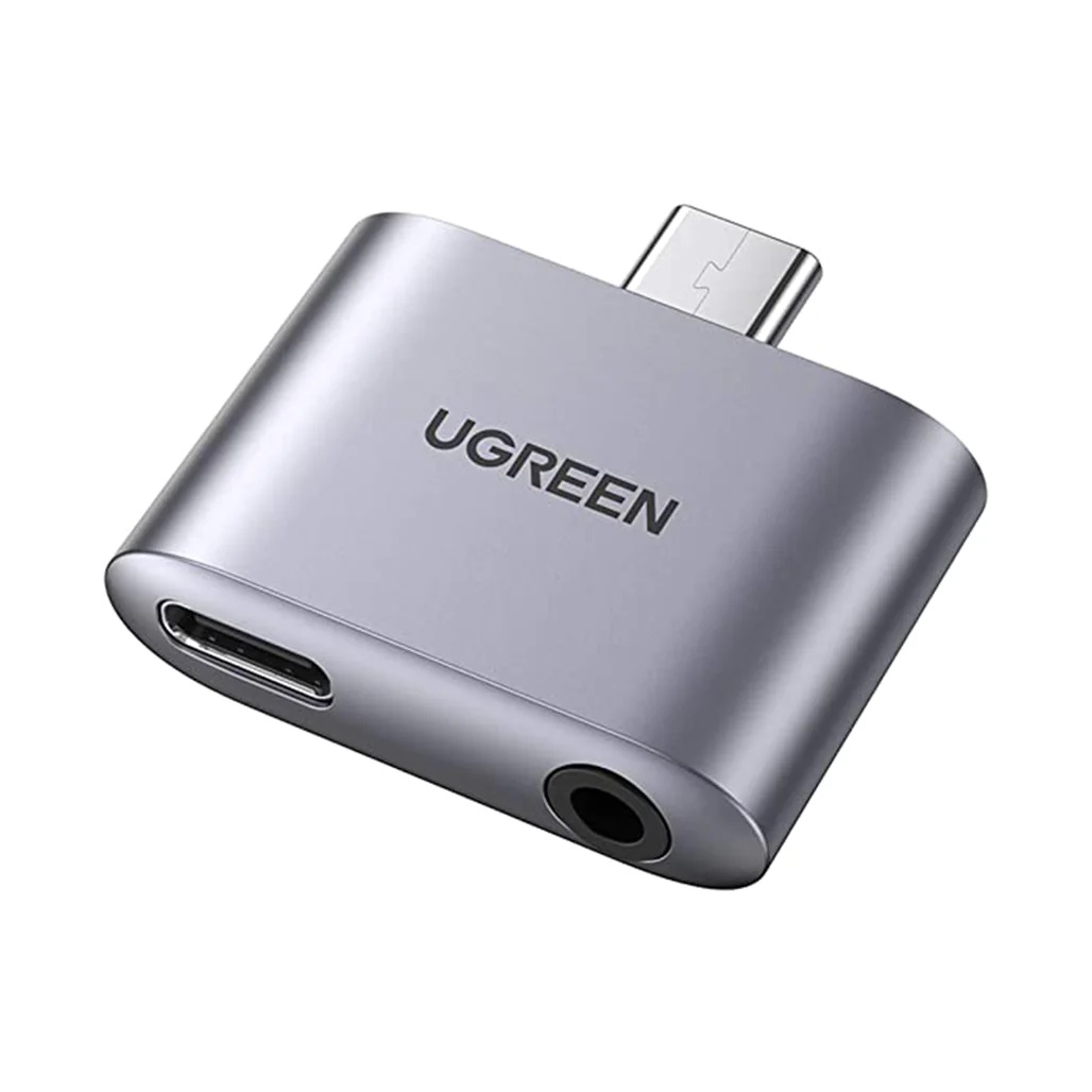 Ugreen 70312 2 trong 1 màu xám bộ chuyển usb type c ra 3.5mm audio và sạc nhanh cổng c chuẩn pd cm193 70312