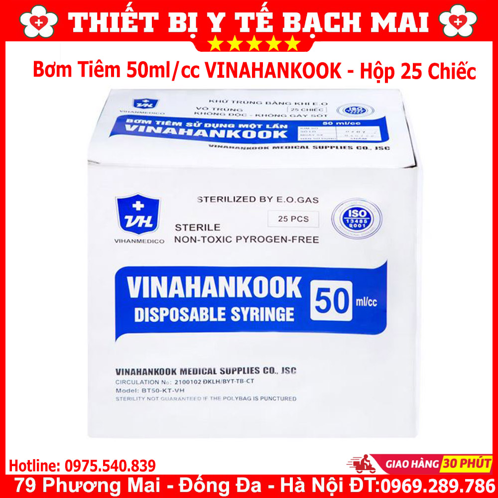Bơm Kim Tiêm 50ml/cc Vinahankook Hộp 25 Chiếc