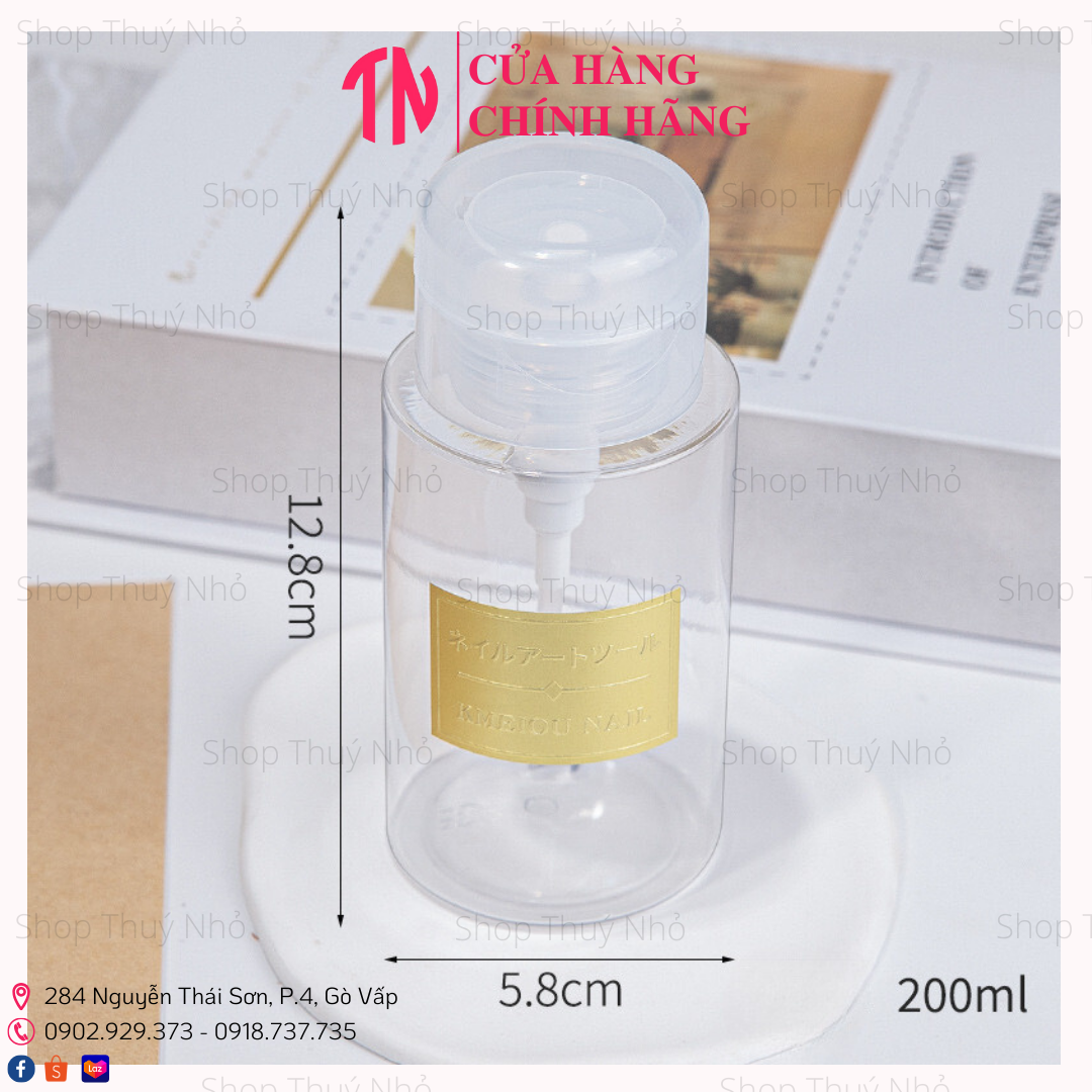 Lọ,Bình nhấn,nhún đựng Acetone, Axeton, cồn chùi gel, chiết mỹ phẩm cao cấp 150ml,200ml,300ml dụng cụ làm móng tay nail