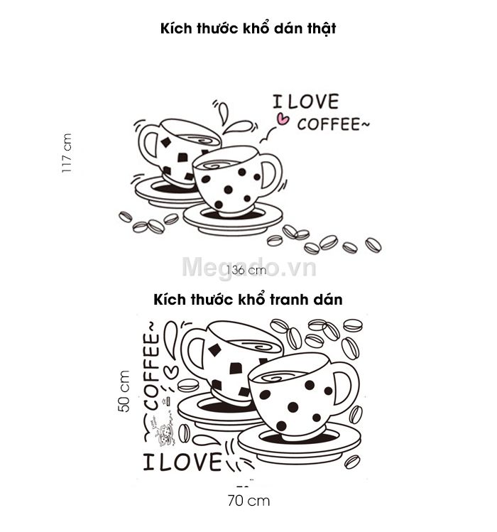 DECAL DÁN TƯỜNG LY COFFEE