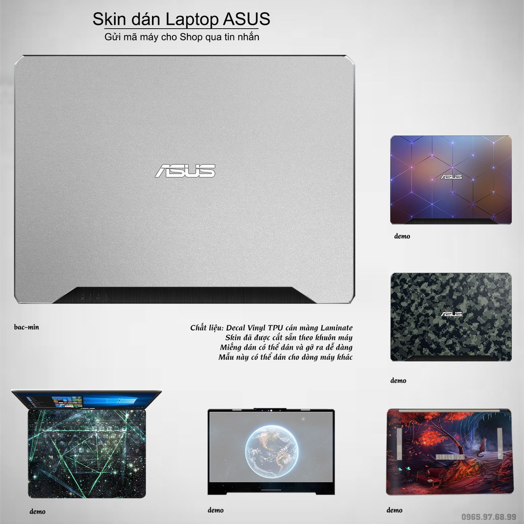Skin dán Laptop Asus màu chrome bạc mịn