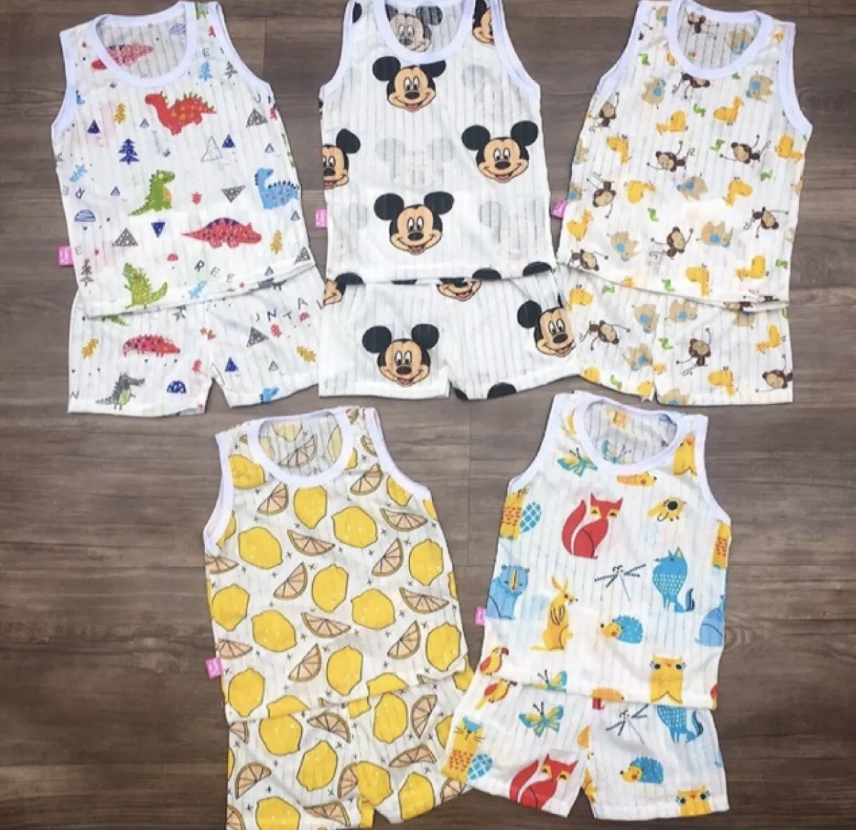 COMBO 2 sét bộ ba lỗ bé trai bé gái (size 4-17kg)