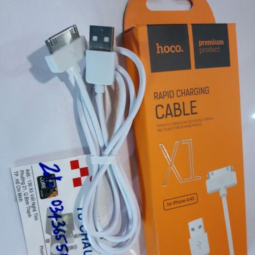Cáp sạc nhanh HOCO X1: Iphone 4, 4s (IP4) - Ipad 2, 3 (Cáp 30 Pin)