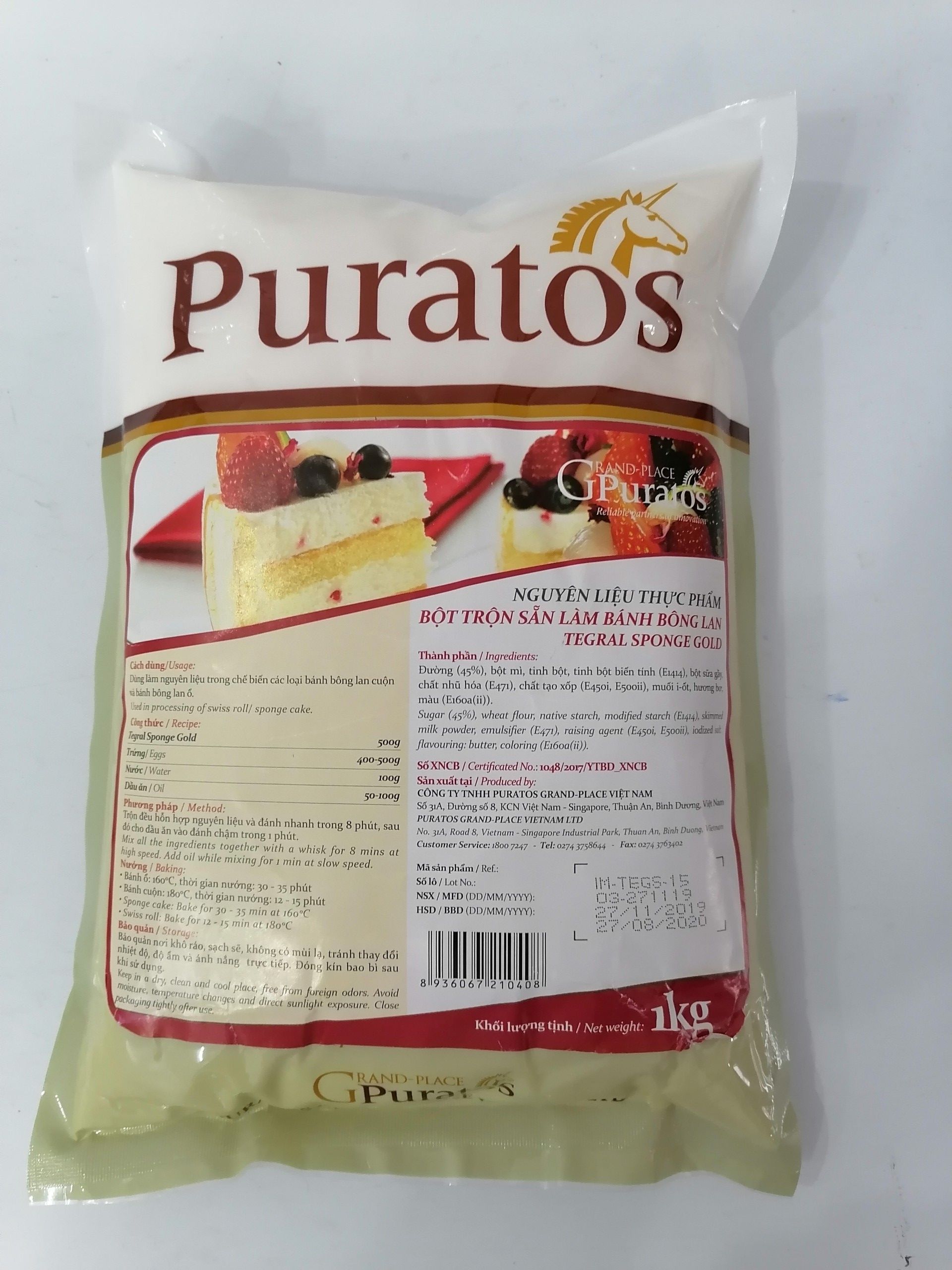 [Túi 1Kg] BỘT TRỘN SẴN LÀM BÁNH BÔNG LAN [VN] PURATOS Tegral Sponge Gold (prt-hk5)
