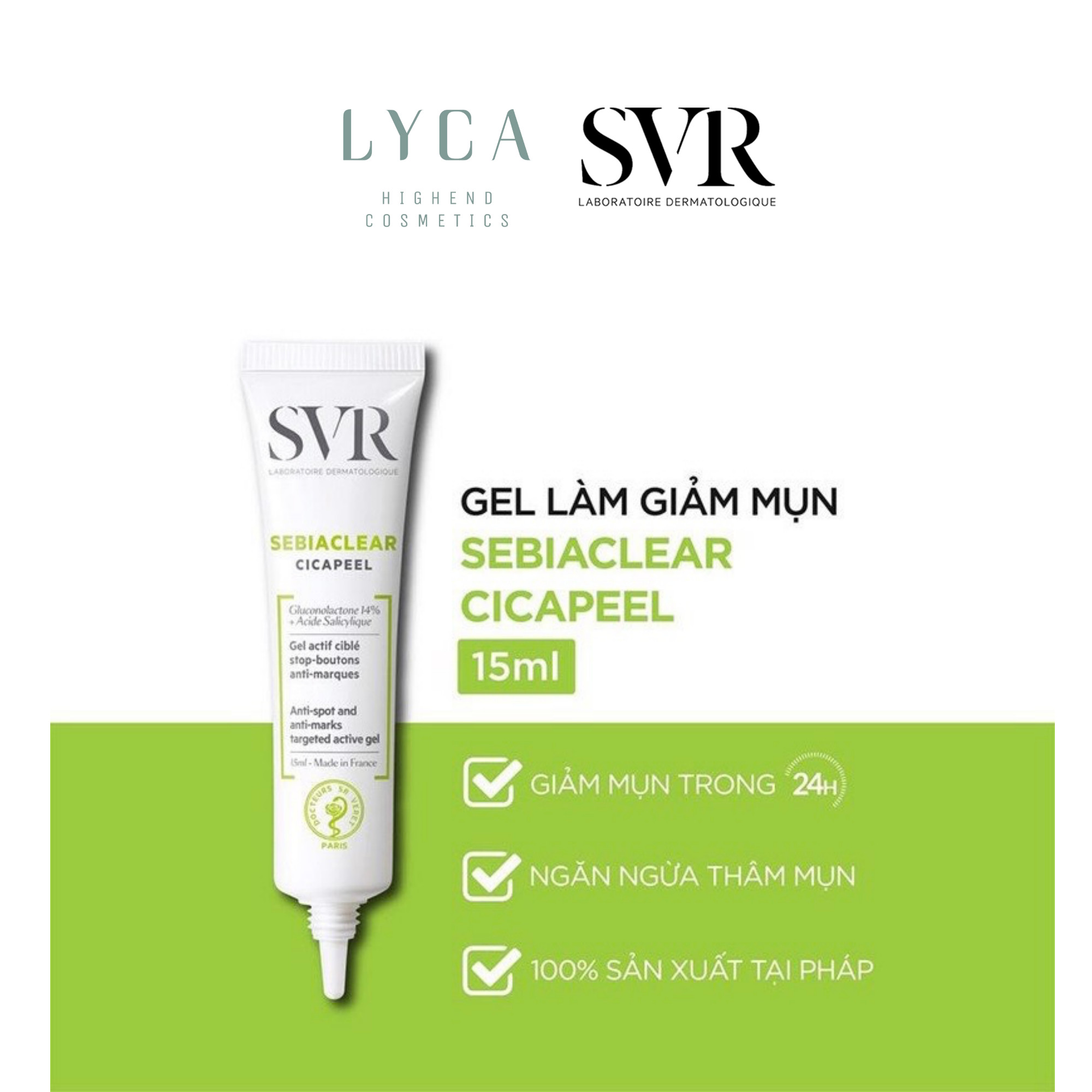 Kem Chấm Mụn Dạng Gel SVR Sebiaclear Cicapeel 15ml