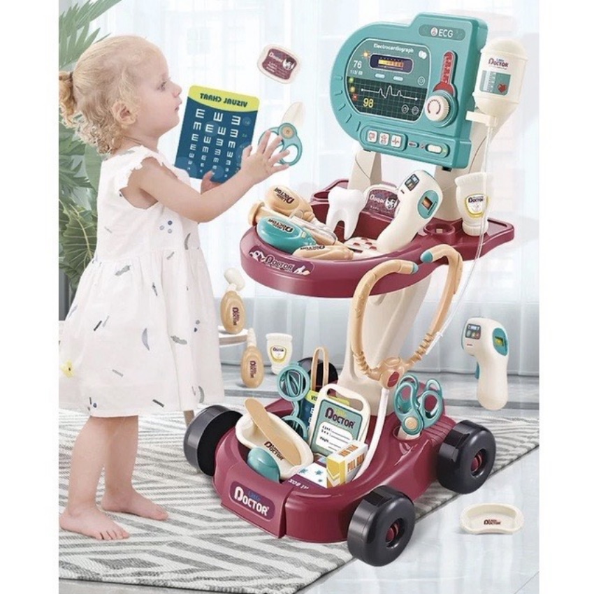 Bộ đồ chơi bác sĩ kèm xe đẩy gồm 24 chi tiết cho bé