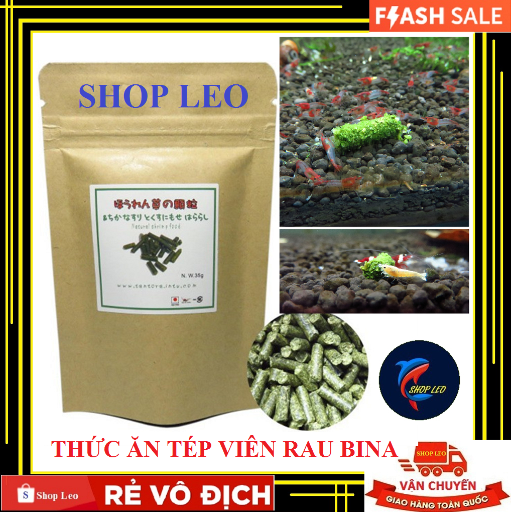 [Hoàn Tiền 10%]Thức Ăn Tép Cảnh - ( Viên Rau Bina) - Cám tép Nhật Bản cao cấp - thức ăn tép kiểng Nhật bản- phụ kiện thủy sinh - Shopleo
