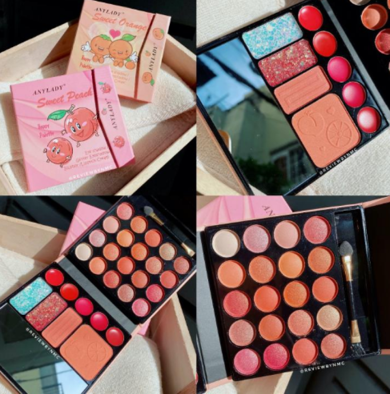 Phấn Bóp TRang Điểm Đa Năng Happy Palette Sweet Bé Cam & Bé Đào, phấn trang điểm thiết kế cute, phấn mắt nhũ, phấn má, son môi, bộ trang điểm siêu tiết kiệm,siêu hot giá rẻ