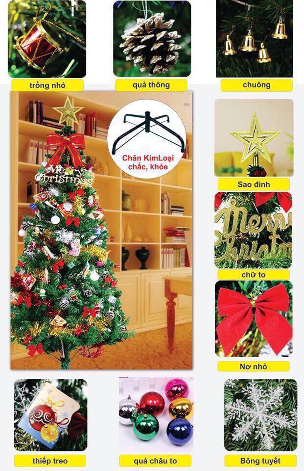 CÂY THÔNG NOEL 160CM FULL PHỤ KIỆN( Đầy đủ 92 chi tiết )