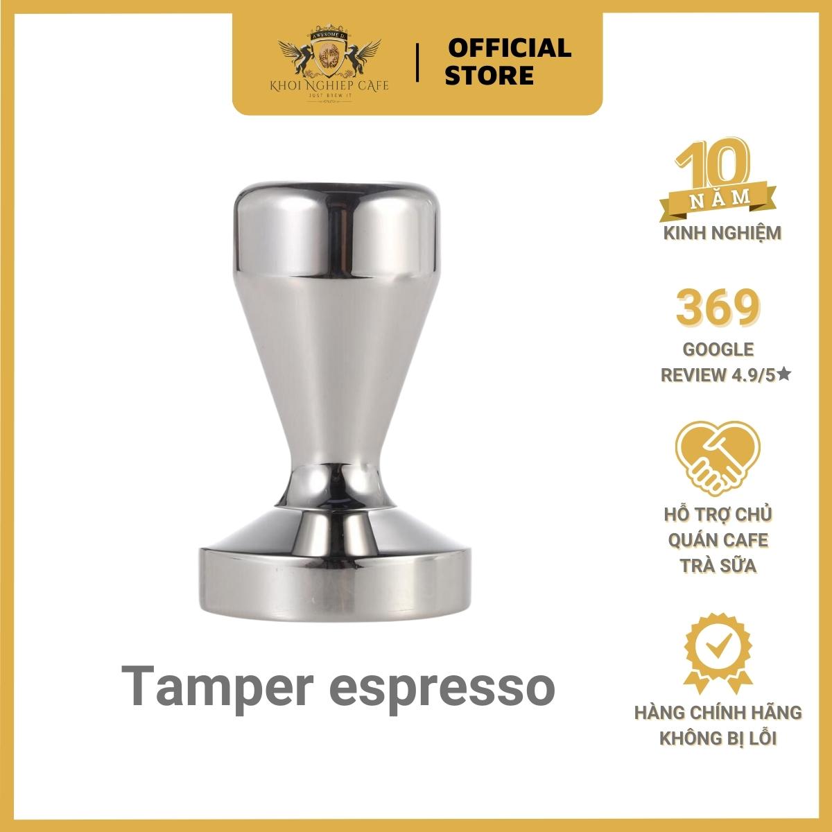 Tamper espresso inox nén bột cà phê 51mm, 53mm, 58mm