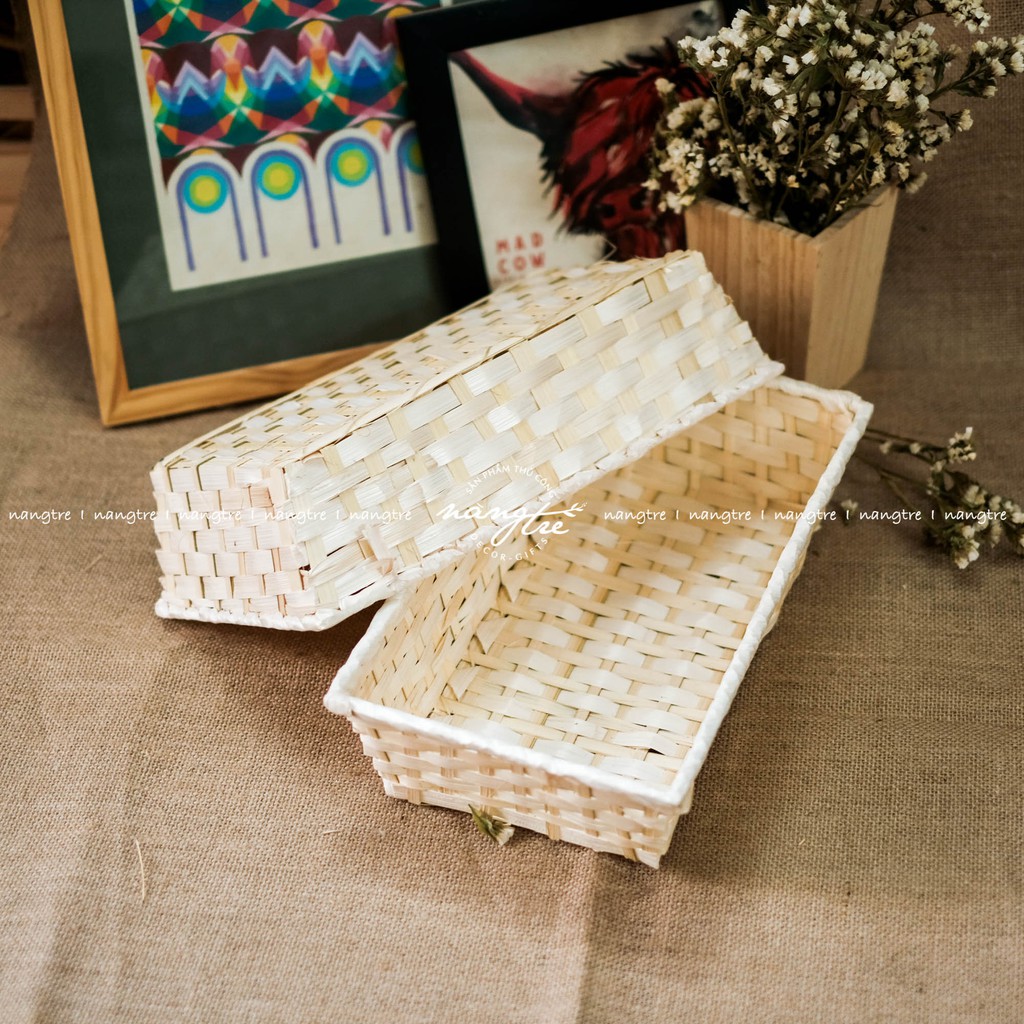 [HCM]Khay tre đan gói quà Khay tre chữ nhật ( 36x20x9cm)
