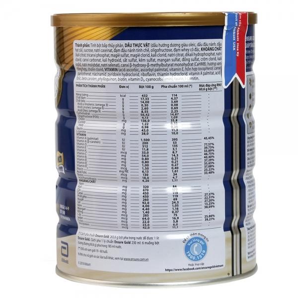 Sữa Ensure Gold hương vani 850g
