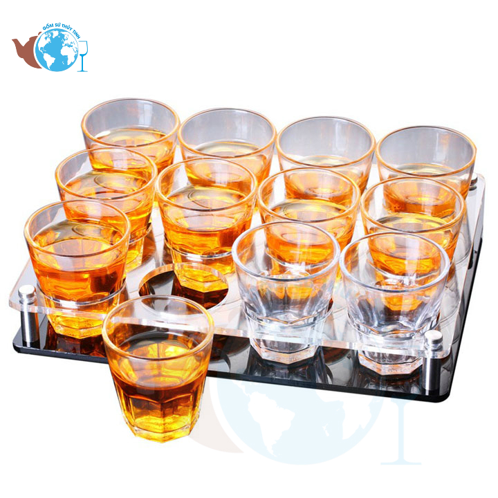 Bộ 12 cái ly thủy tinh uống trà đá -  ly thủy tinh 8 góc lùn ly đẹp - KH389