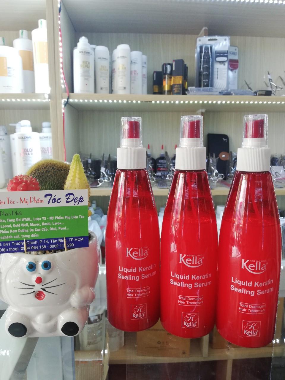 Xịt dưỡng tóc keratin phục hồi tóc hư tổn Kella Liquid Keratin Sealing Serum