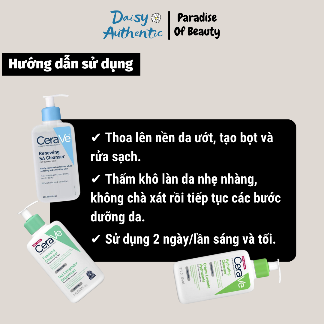 Sữa Rửa Mặt CERAVE Cleanser Da Dầu Da Khô 236ml 473ml