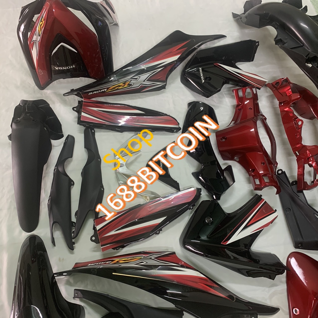 {Tặng kèm tem} Bộ dàn áo xe máy Wave RSX 110 - RSX 2010- 2011 FULL ĐỎ ĐEN