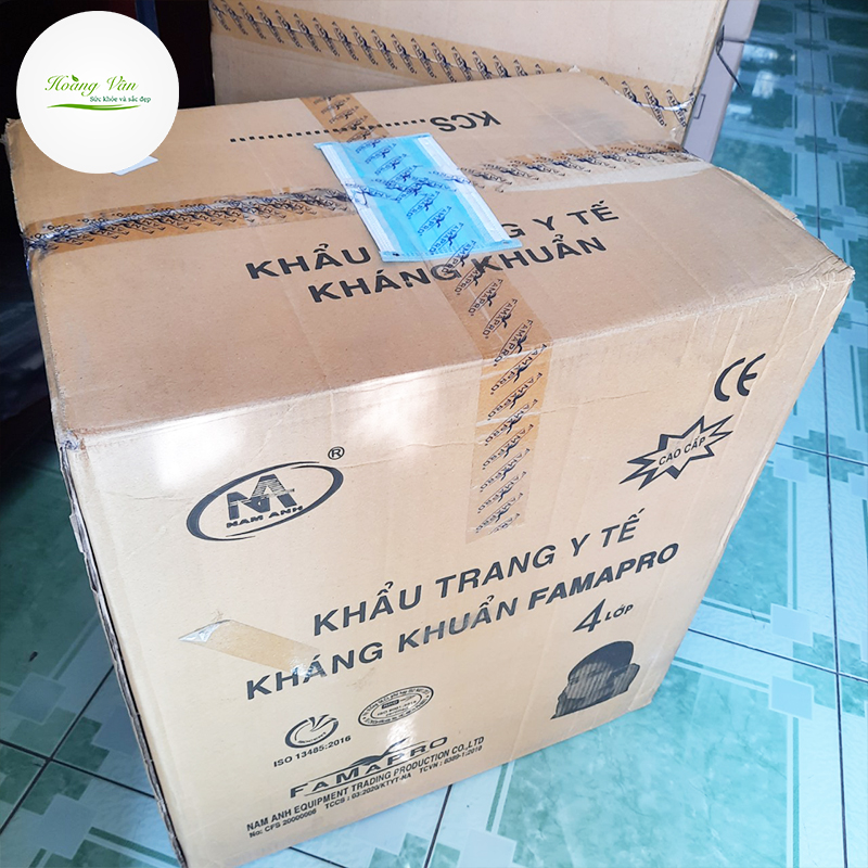 Thùng 50 hộp Khẩu trang y tế kháng khuẩn 4 lớp FamaPro - chính hãng Nam Anh