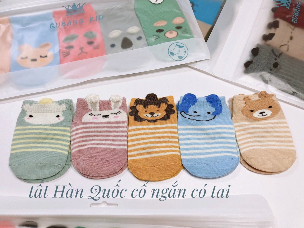 [HCM]Set 5 đôi tất Kid hàn quốc cho bé 0-3 tuổi- (Vớ bé gái tất bé trai)