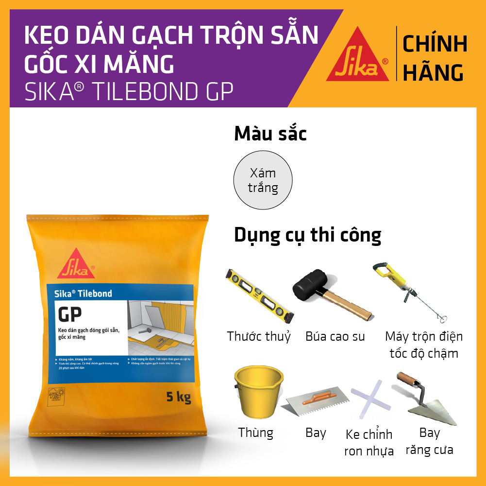 Sika - Keo dán gạch trộn sẵn Sika ® TileBond GP (bao 5 kg)