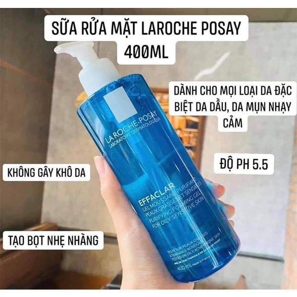 Sữa rửa mặt La Roche-Posay Effaclar Purifying Foaming Gel cho da dầu, mụn 400ML
