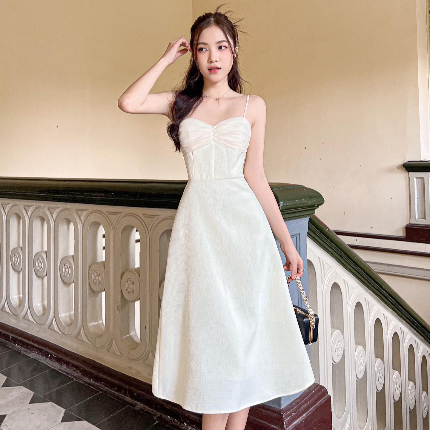 Đầm CANIVA - Đầm 2 dây nhún ngực