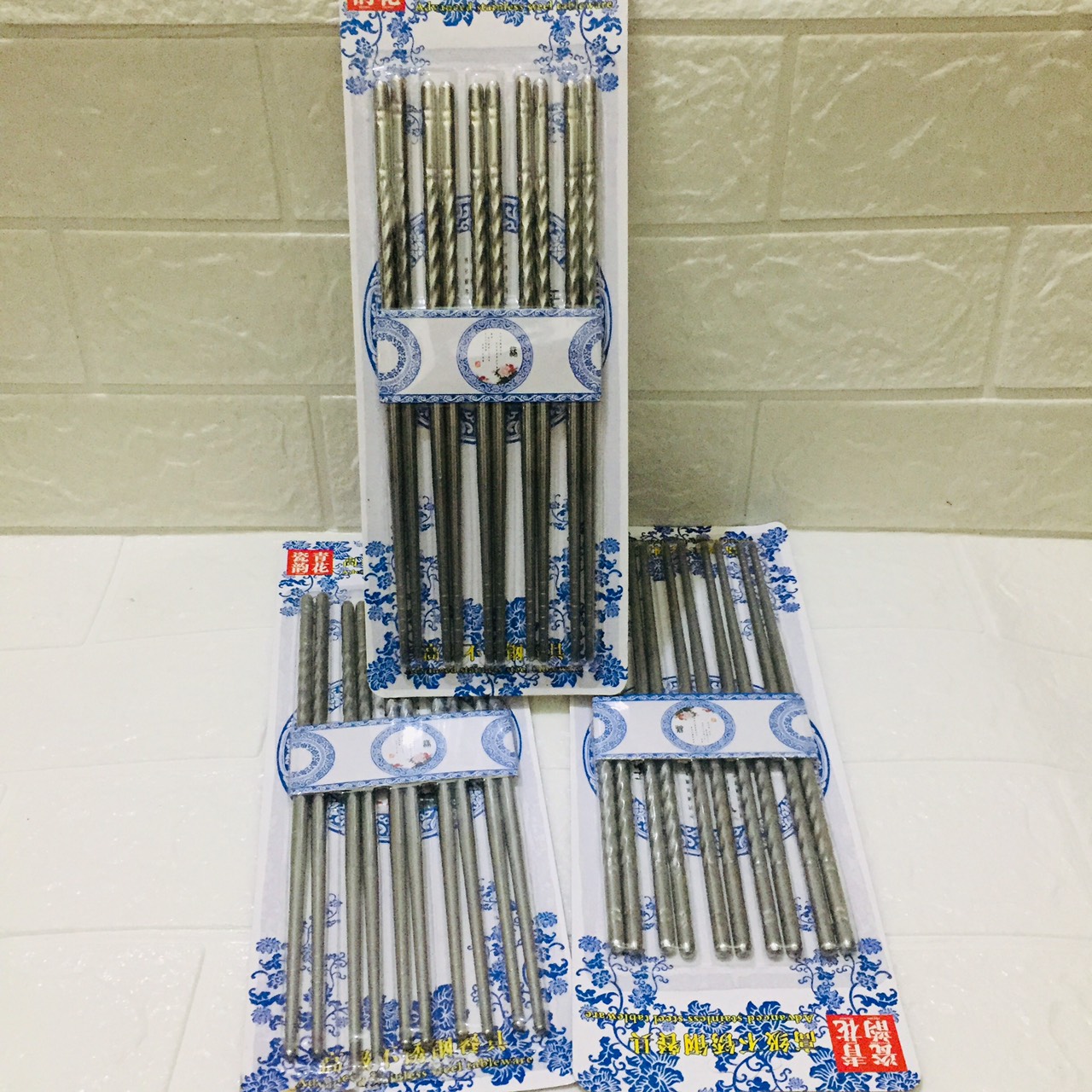 COMBO 4 Vỉ 5 Đôi Đũa Inox Xoắn - ẢNH THẬT