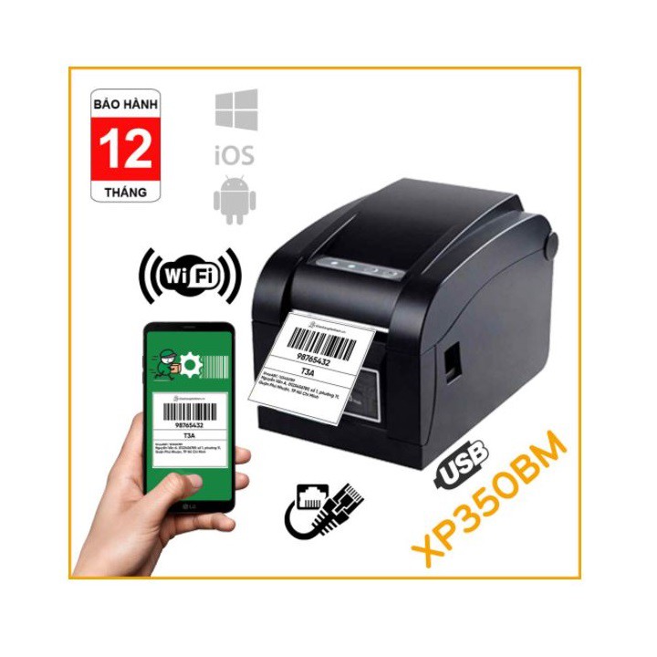 Máy in xprinter xp350b usb in tem nhãn mã vạch minicode và đơn hàng tem phiếu vận chuyển sàn tmđt - xp 350b/350bm