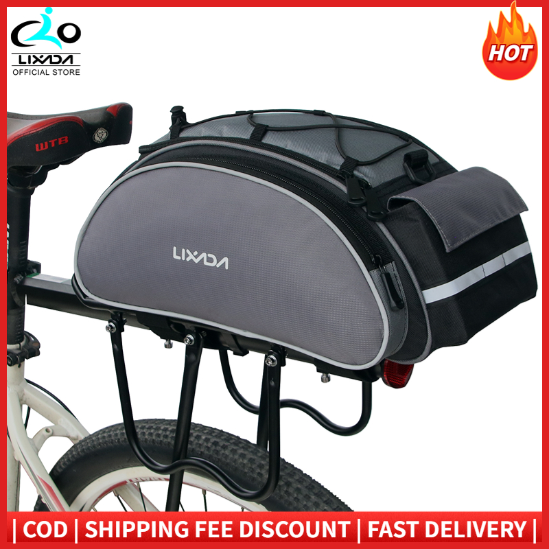 Lixada 13L Multifunctional Bicycle Rear Seat Bag Outdoor Cycling Bike Rack Seat Bag Rear Trunk Pannier Backseat Bag Handbag Shoulder Bag