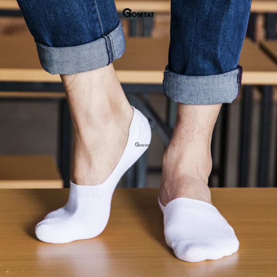 Tất nam đi giày lười có đệm cao su chống trượt gót chân, vải cotton mềm mại thoáng mát - TAT-LUOI02-1DOI