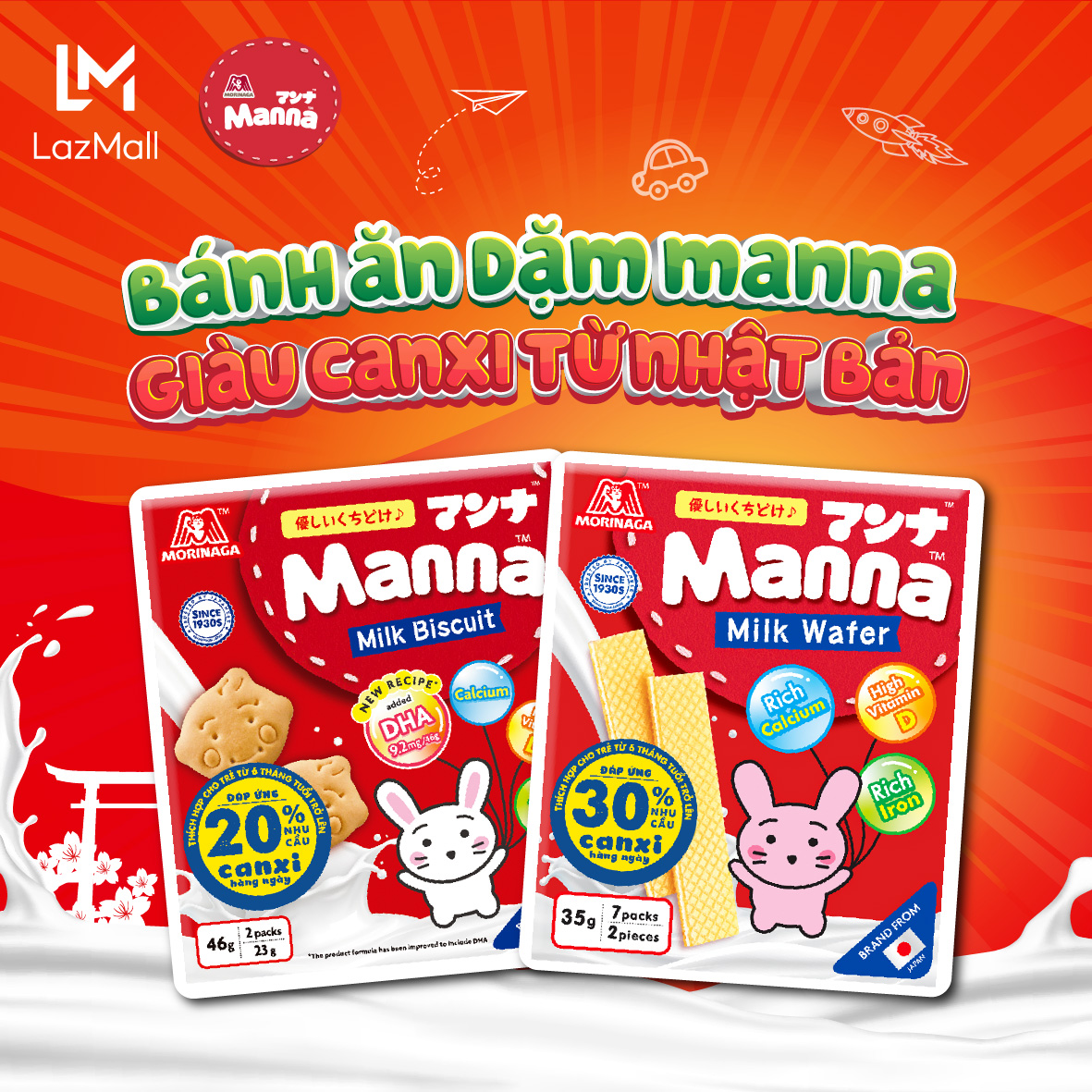 COMBO Bánh Quy & Bánh Xốp Manna (Hộp 46g + Hộp 35g)