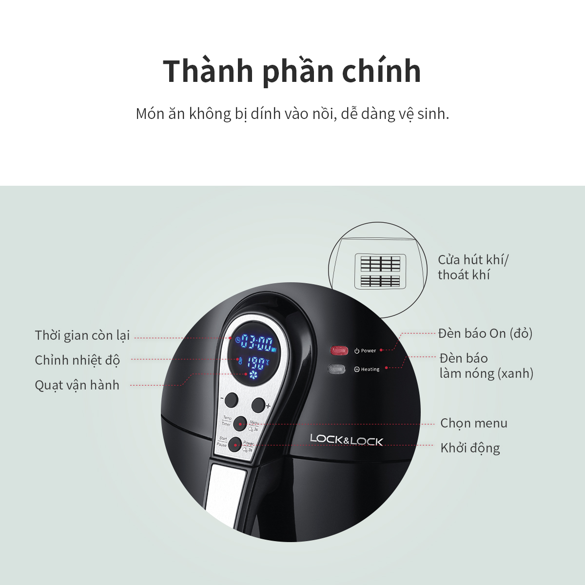 Nồi Chiên Không Dầu Lock&Lock EJF276 (3.0 Lít)